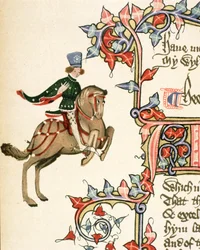 The Squire, detalj från The Canterbury Tales, av Geoffrey Chaucer (ca 1342-1400) Ellesmere Manuscript, faksimilupplaga, 1911 (för originaldetaljer se 128934)